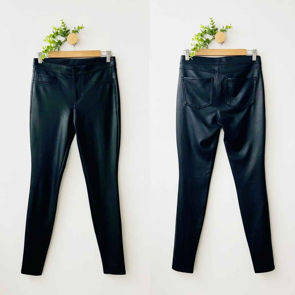 Express Black Faux Leather Biker Zip Skinny Pants